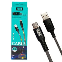 шнур usb - microusb mrm mr15m черный, длина 1 м, светящийся кабель led  фото