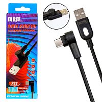 шнур usb - type-c mrm r33t угловой, черный, резиновый, длина 1 м, силикон  фото