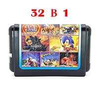 картридж игровой орбита 32 в 1 (16 bit) черный, 32 игры  фото