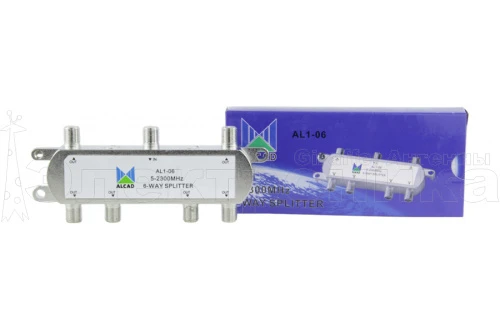 делитель сигнала alcad al1-06 5-2300 mhz эфирно-спутниковый делитель сигнала тв на 6 f-выходов  фото