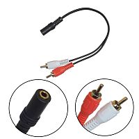 шнур aux - 2rca  h19 длина 25см, кабель аудио/видео, штекер 2rca - гнездо aux (3.5mm-f to 2rca-m)  фото