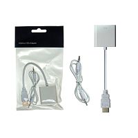 hdmi переходник hdmi+vga+aux белый (для подключения приставки т2 или др. к монитору или проектору)  фото