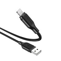 шнур usb - ios lighting borofone bx42 черный 1м (2,4а) силикон  фото