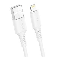 шнур usb - ios lighting borofone bx47 белый 1 м (2.4а), силикон  фото